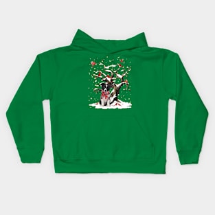 Border Collie Scarf Cardinal Snow Christmas Kids Hoodie